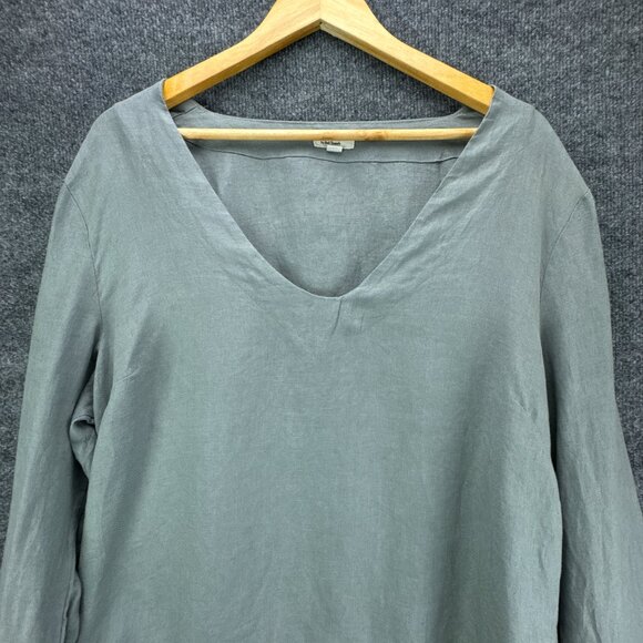 Bed Threads Top Womens 3XL Green Pullover French Flax‎ Linen Lounge Boho - Picture 2 of 16